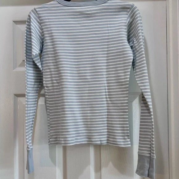 Brandy Melville Light Blue and White Striped Top - Picture 4 of 7